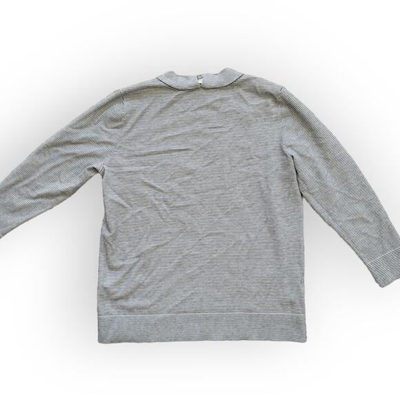 LOFT High Neck Pinstripe  Green White Soft Knit Sweater Women Sz M - Picture 4 of 5